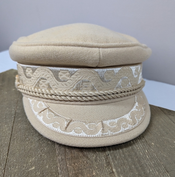 Lack of Color Riviera Hat Beige Captain Cap Size Small 55cm Terelyne Rayon - Picture 2 of 9